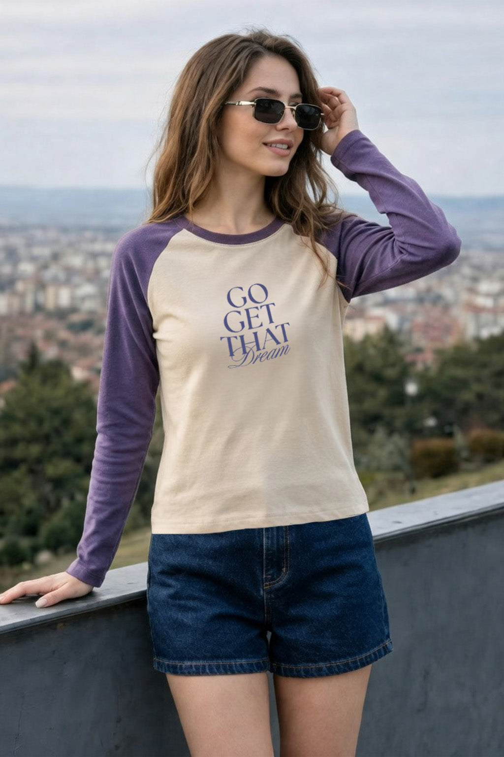 Go Get That Dream  Raglan Printed Full Sleeve Regular Fit T-Shirt