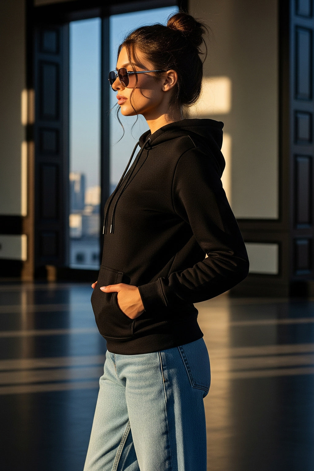 Plain Black Regular Fit Hoodie