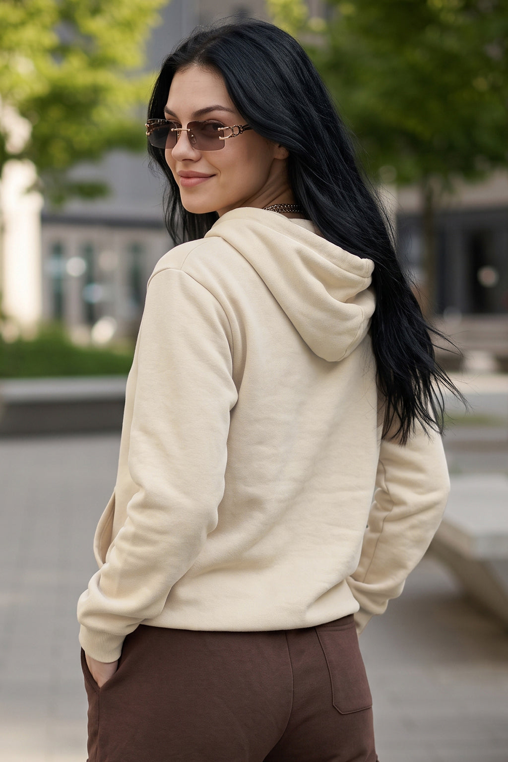 Marshmallow Plain Spun Regular Fit Hoodie