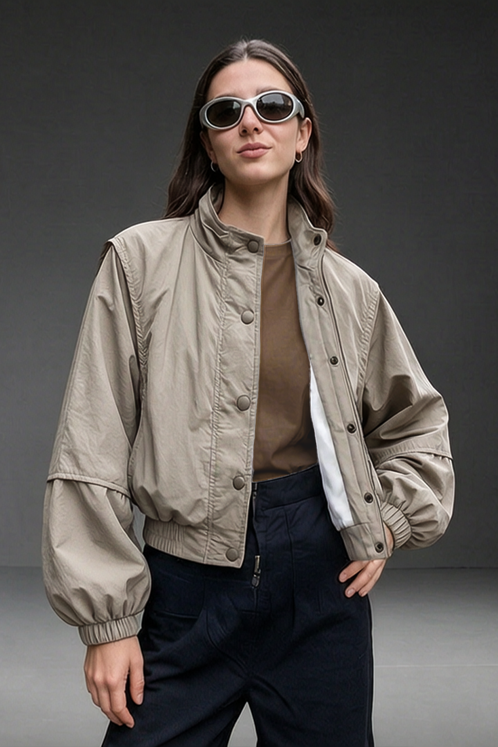 STAND COLLAR NEW BEIGE JACKET