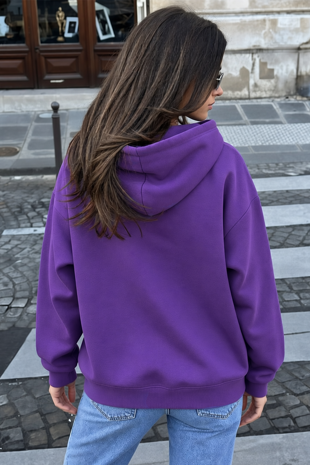Take It Easy Typographic Printed Purple Oversized Hoodie