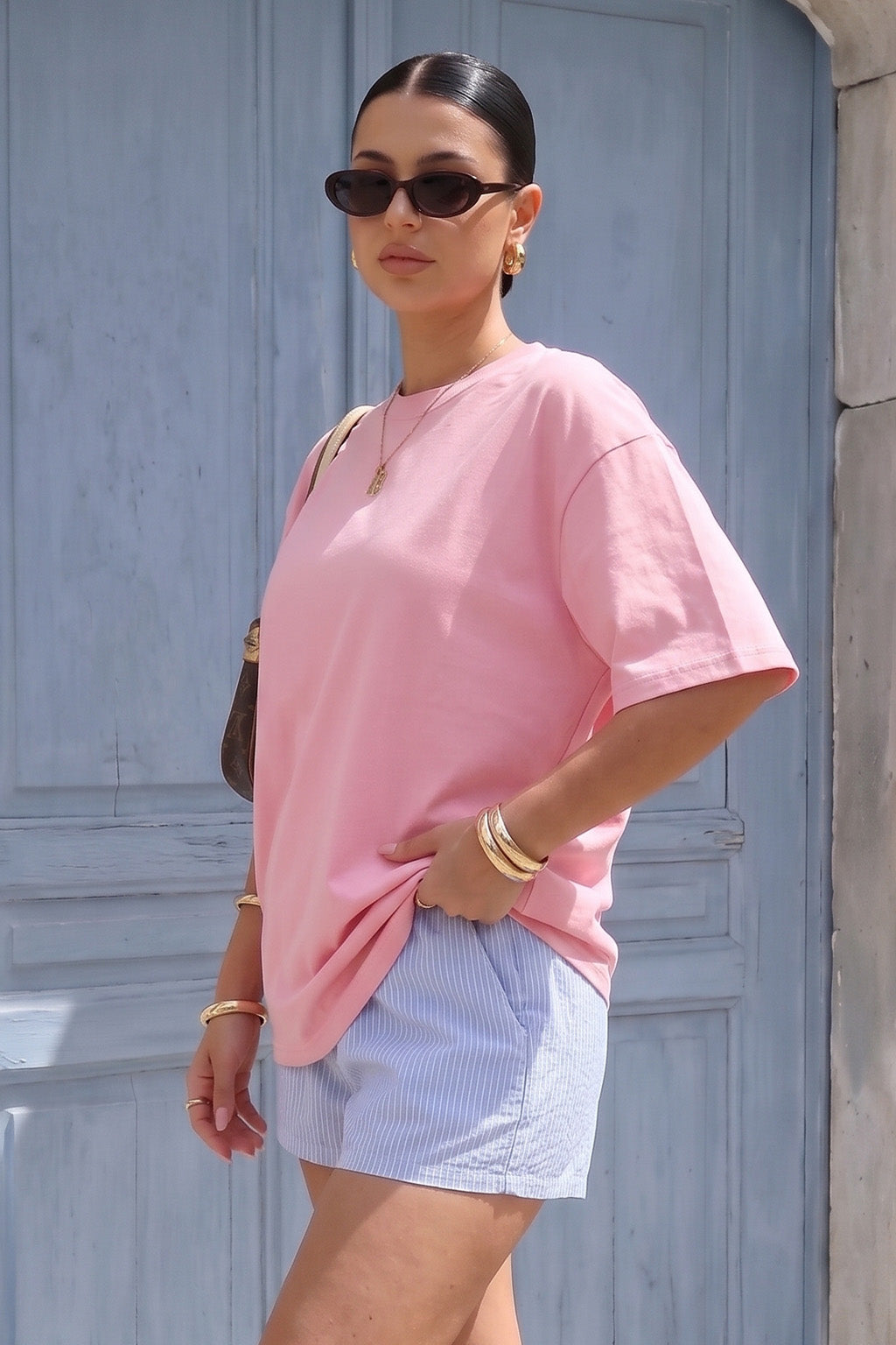 Pink Plain Oversized T-Shirt
