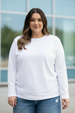 White Plain Full Sleeve Plus Size T-shirt