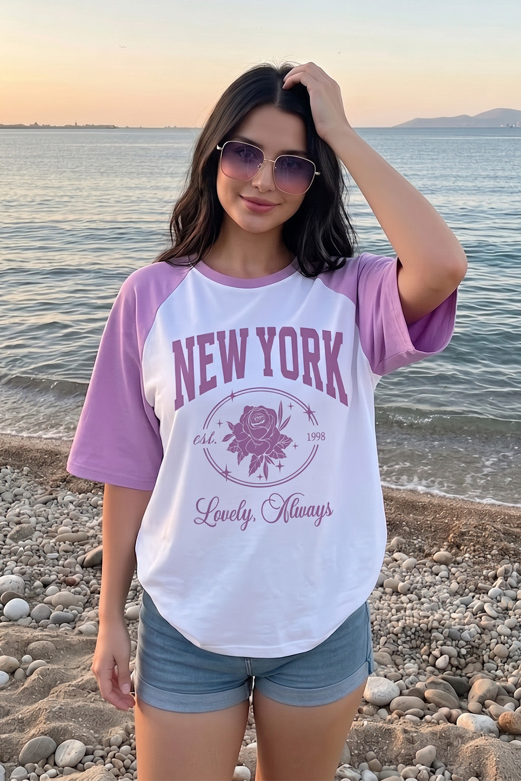 New York White Oversized Graphic T-Shirt