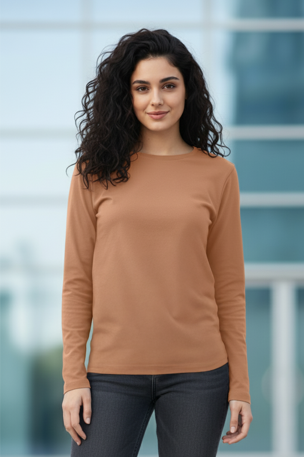 Cork Plain Full Sleeve Regular Fit T-Shirt