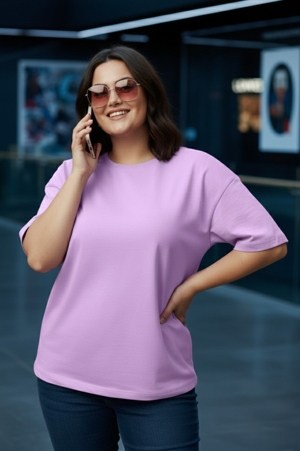 Lilac Plain Plus Size T-shirt
