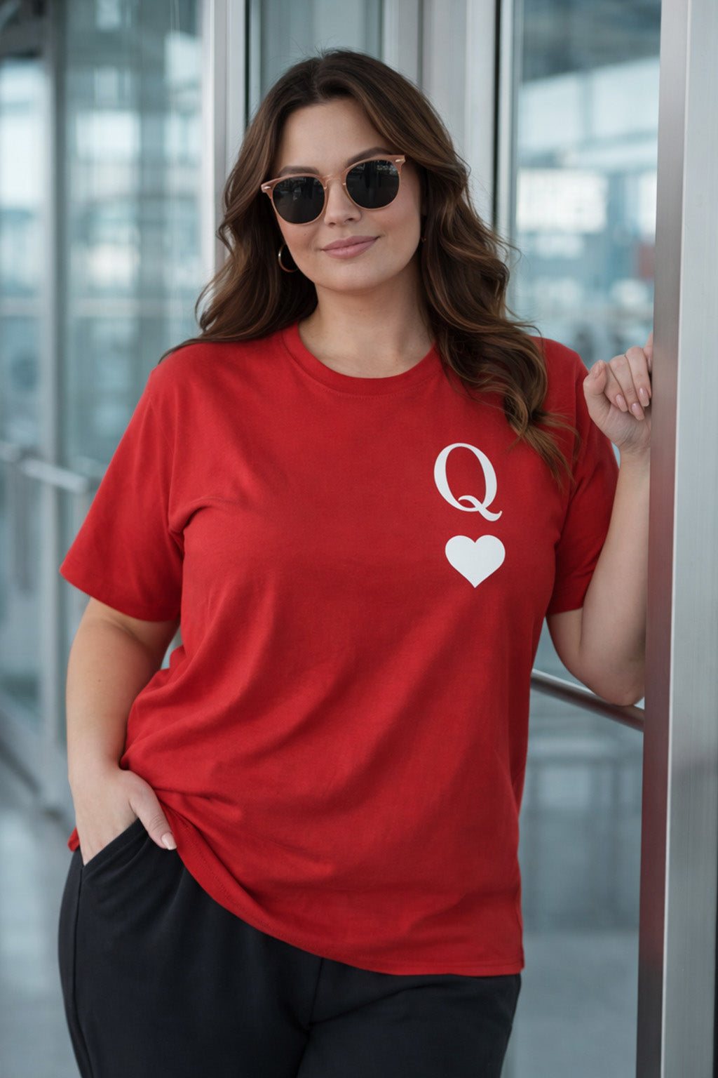 Queen Of Hearts Red Plus Size Printed T-shirt