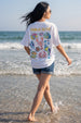 Sound Of Sea White Graphic Printed Oversized T-Shirt
