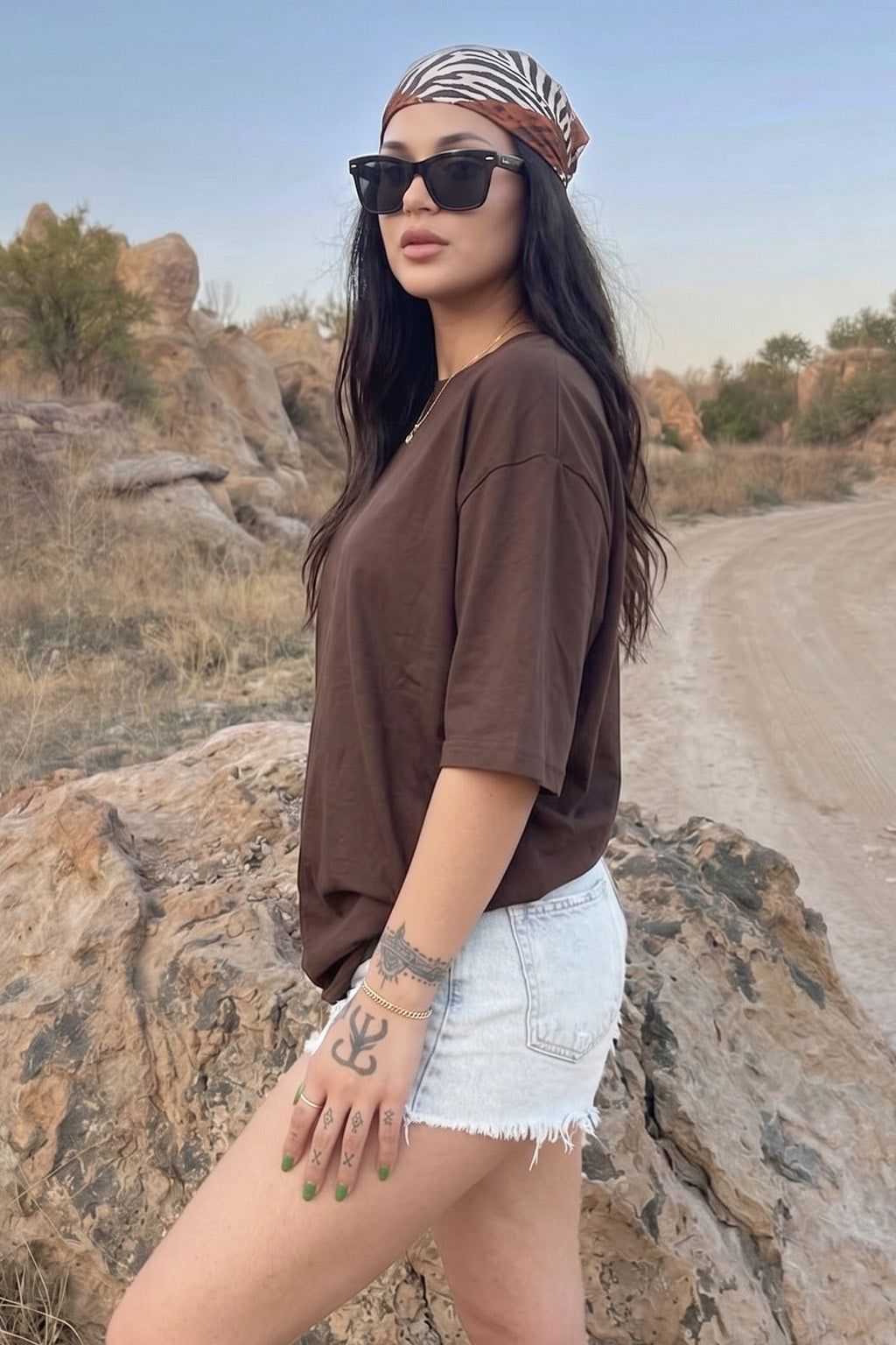 Coffee Brown Plain Oversized T-Shirt