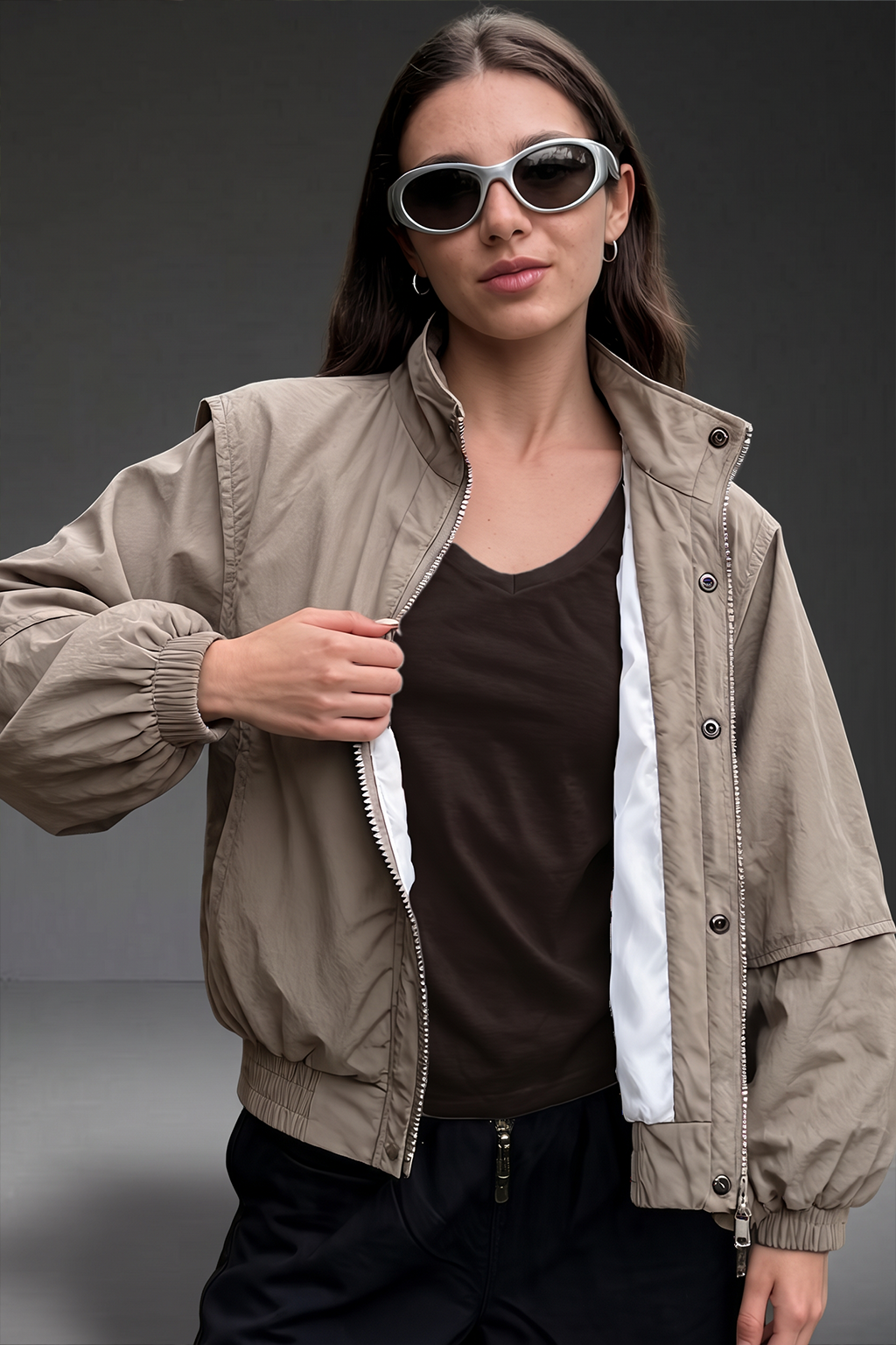 STAND COLLAR NEW BEIGE JACKET
