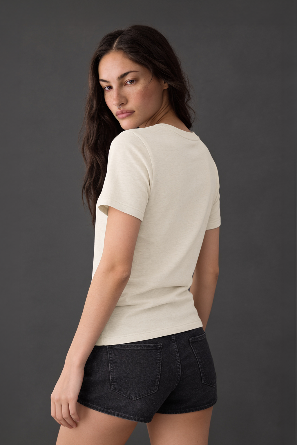 Off White Plain V-Neck Regular Fit T-Shirt