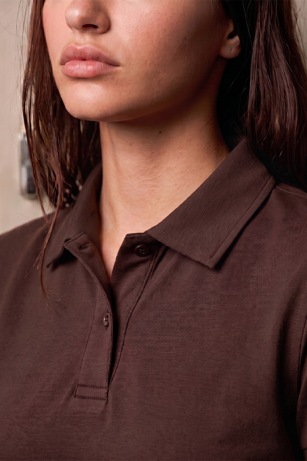 Brown Plain Cotton Regular Slim Fit Polo T-Shirt