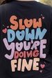 Slow Down Black Plus Size Printed T-shirt