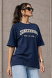 Juneberry Original Navy Oversized Fit Graphic T-Shirt