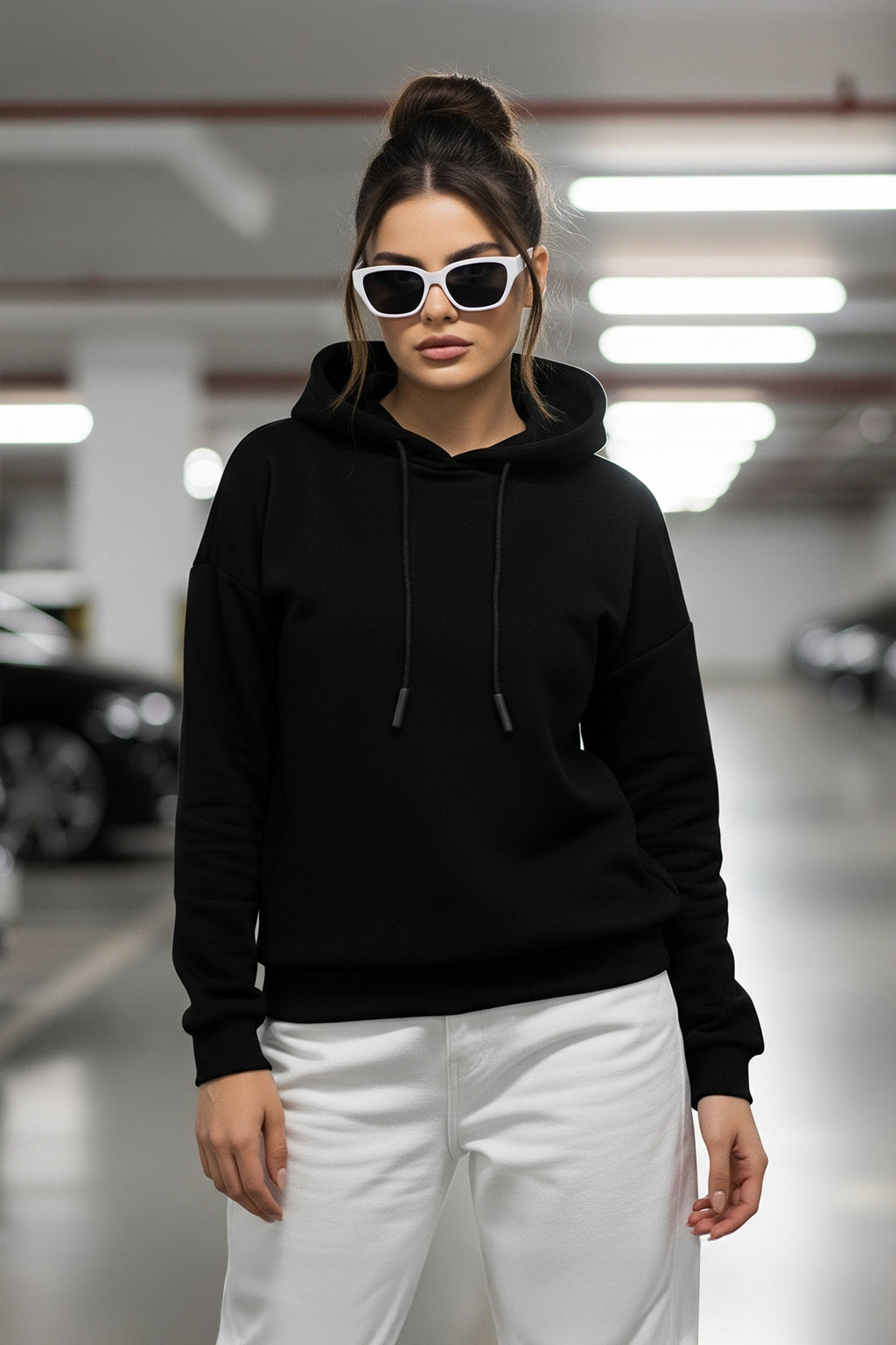 Plain Black Regular Fit Hoodie