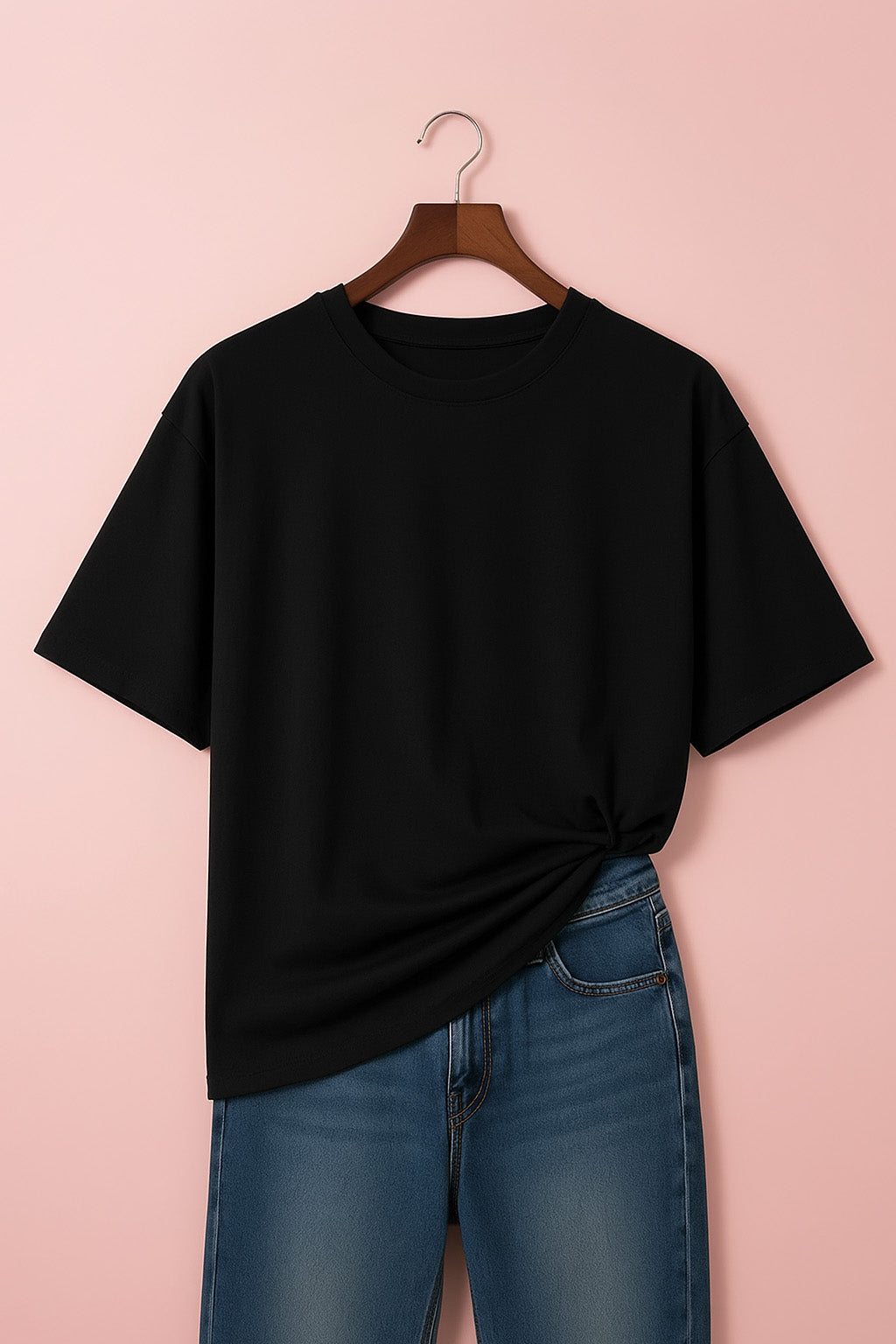 Black Plain Plus Size Oversized T-shirt