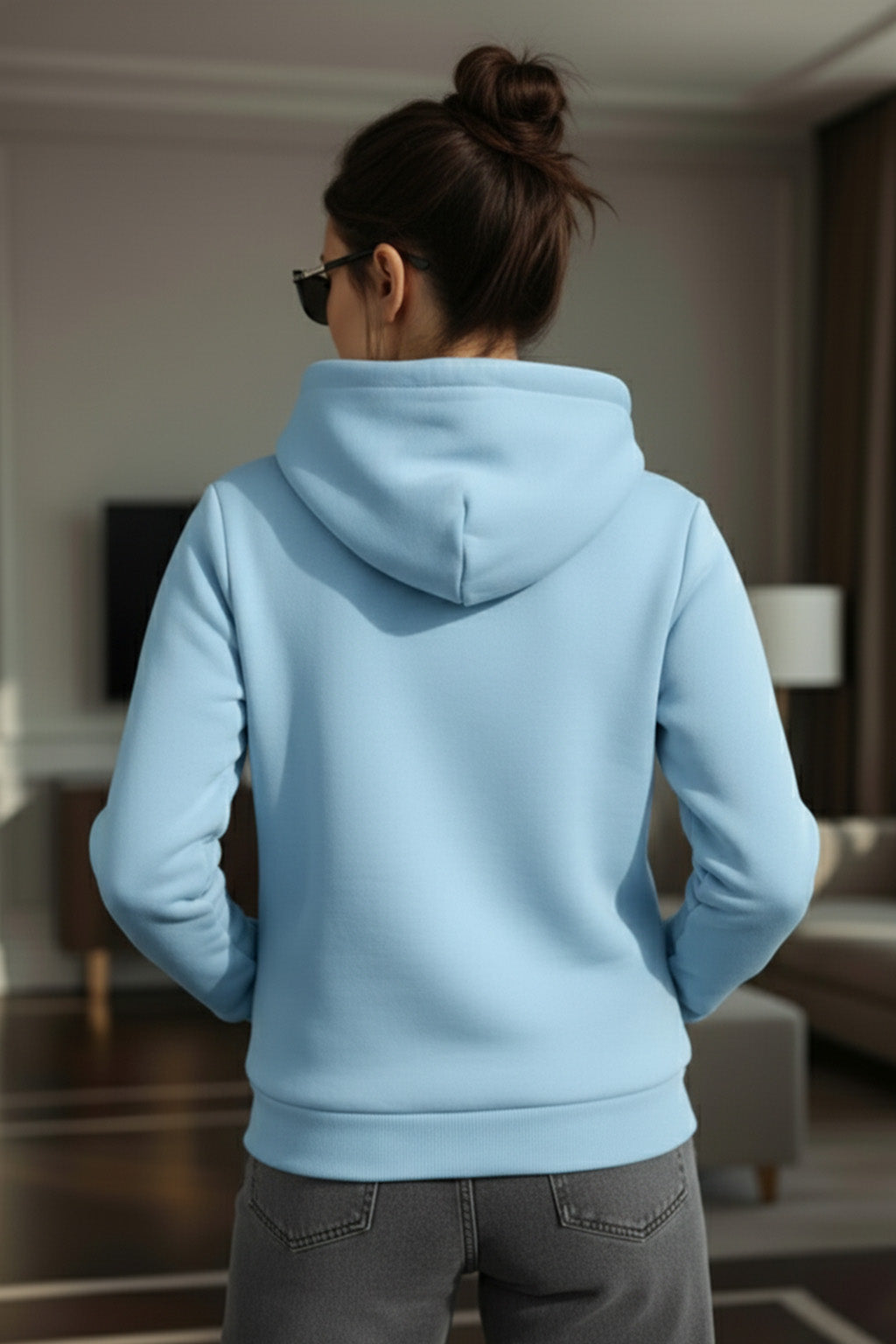 Powder Blue Plain Spun Regular Fit Hoodie