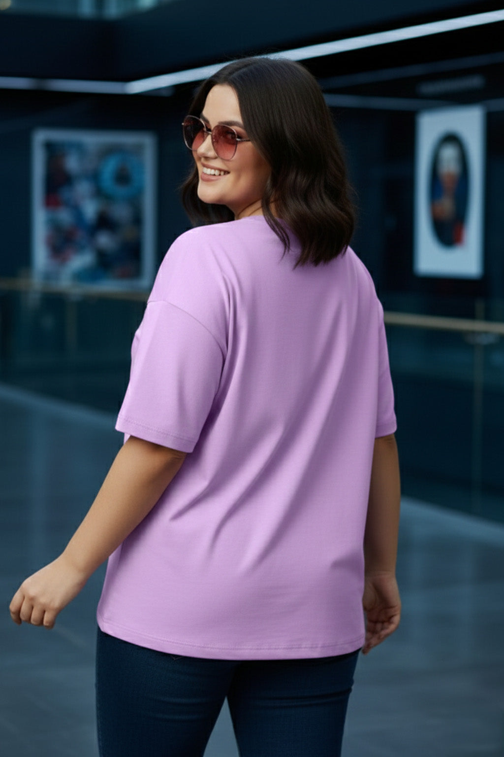Lilac Plain Plus Size T-shirt