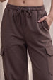Brown Solid Baggy Fit Cargo Jogger