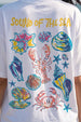 Sound Of Sea White Graphic Printed Oversized T-Shirt