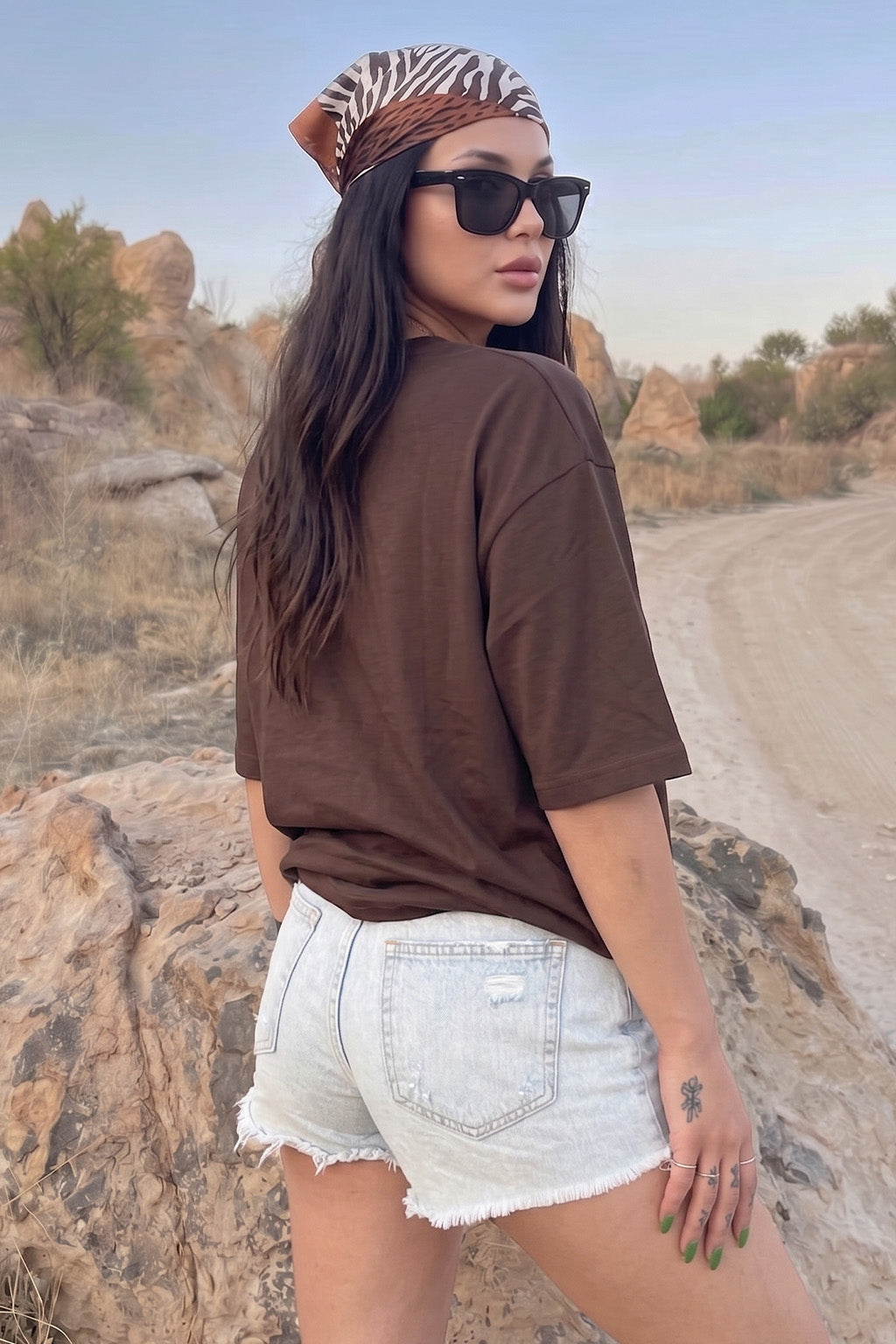 Coffee Brown Plain Oversized T-Shirt