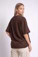 Kitten Brown Oversized Graphic Printed T-Shirt