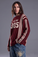 Miami Maroon Flatknit Striped Sweatshirt
