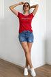 Juneberry Paradise Red Regular Fit Printed T-shirt