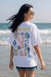 Sound Of Sea White Graphic Printed Oversized T-Shirt