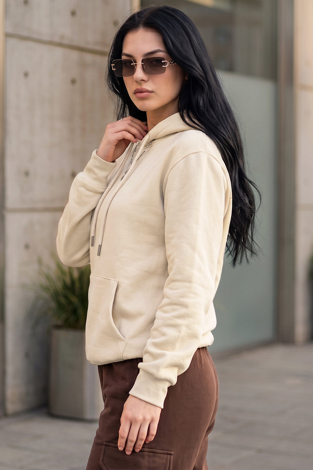 Marshmallow Plain Spun Regular Fit Hoodie