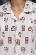 AOP Swanwhite Brown Oversized Crop Shirt