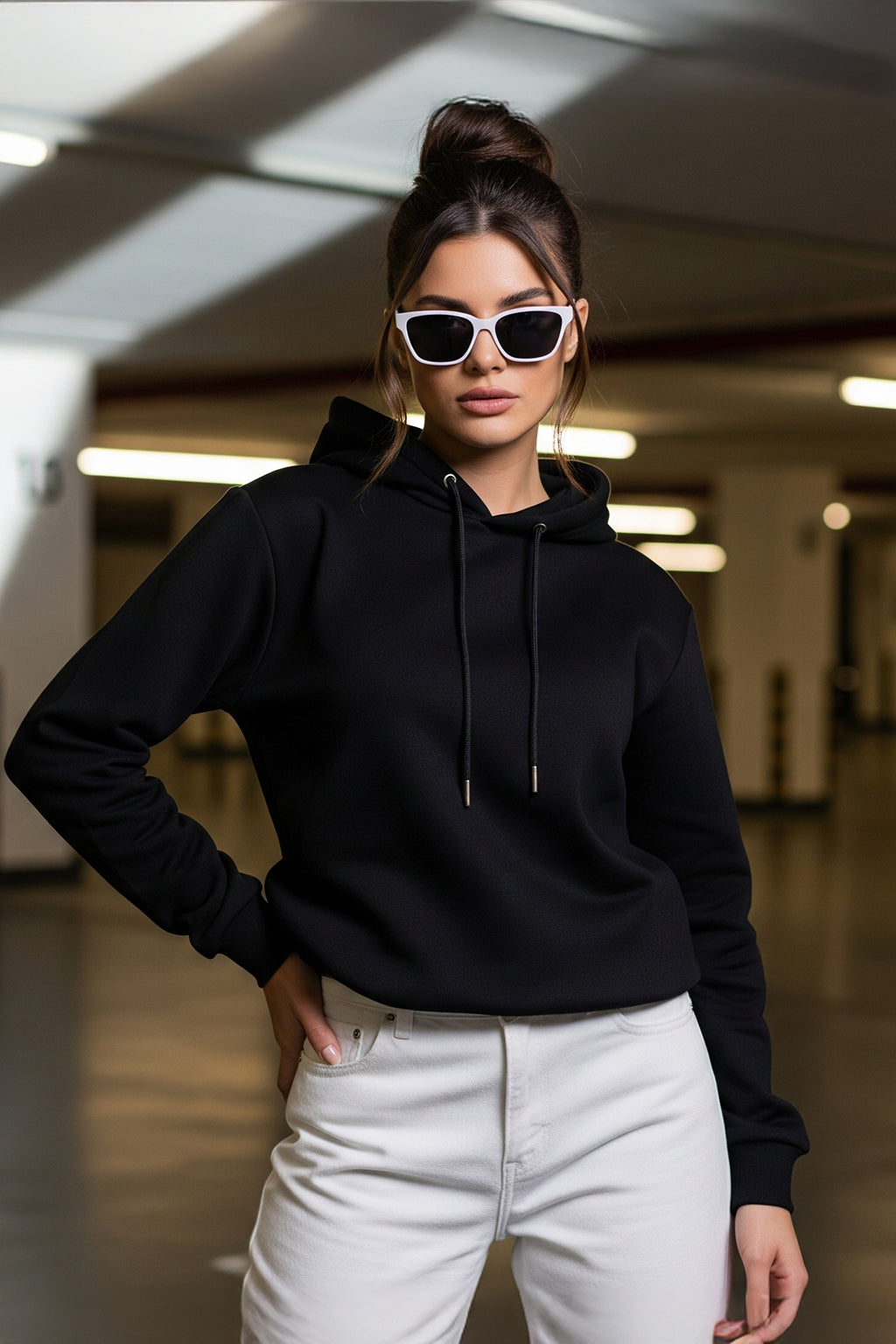 Plain Black Regular Fit Hoodie