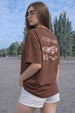 Nitro Girl Brown Oversized Printed T-Shirt