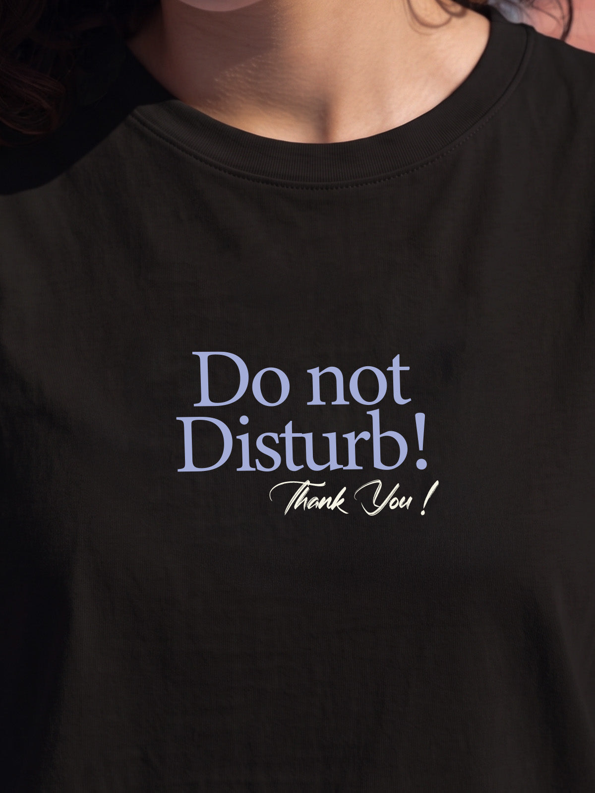 Do Not Disturb Black Oversized Printed T-Shirt