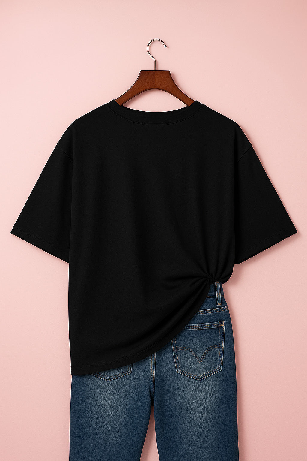 Black Plain Plus Size Oversized T-shirt