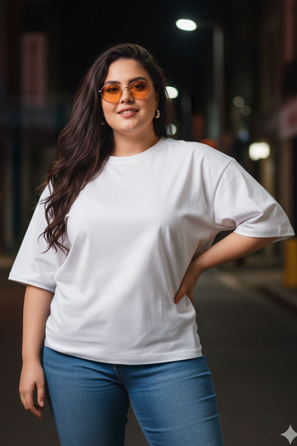White Plain Plus Size T-shirt