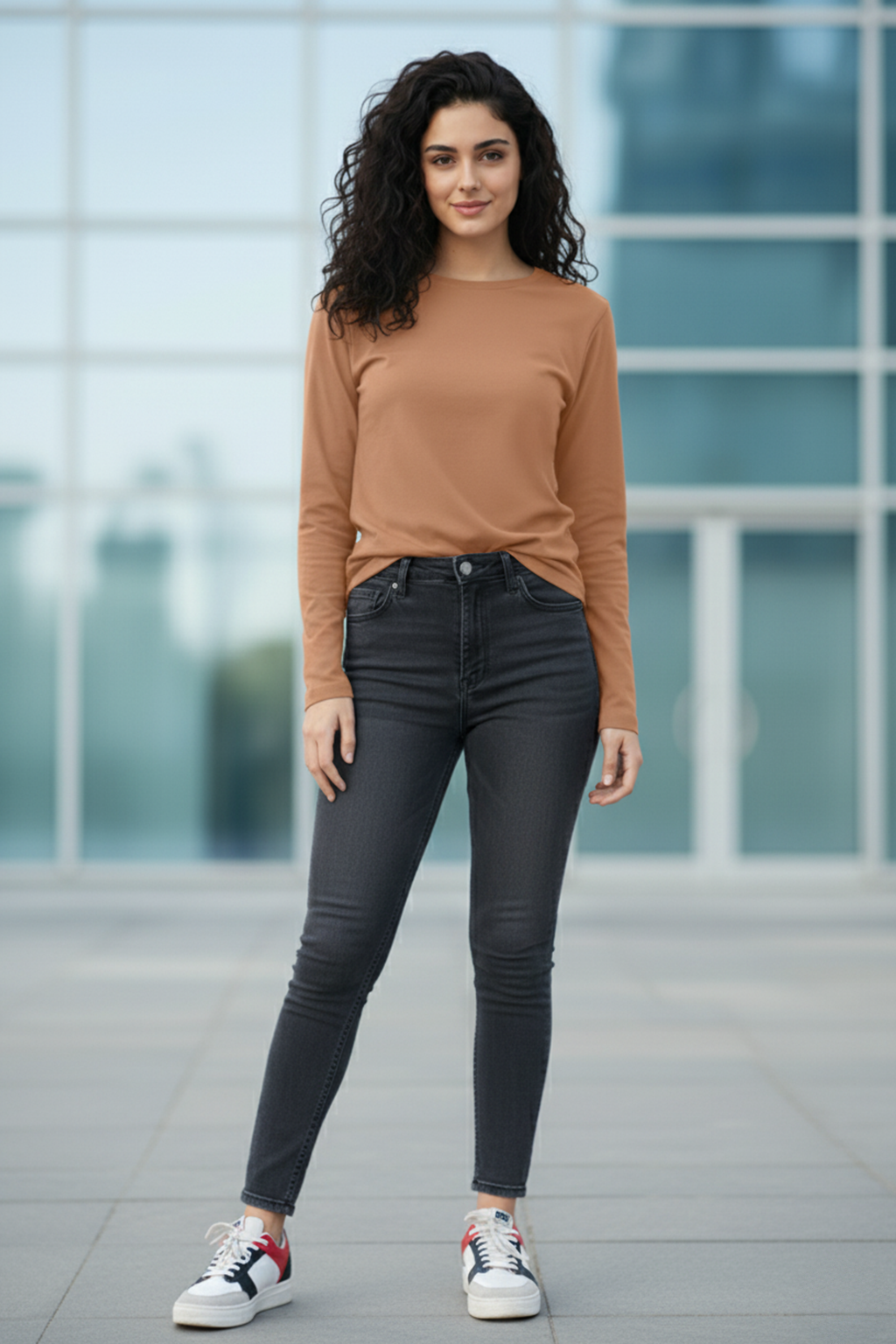 Cork Plain Full Sleeve Regular Fit T-Shirt