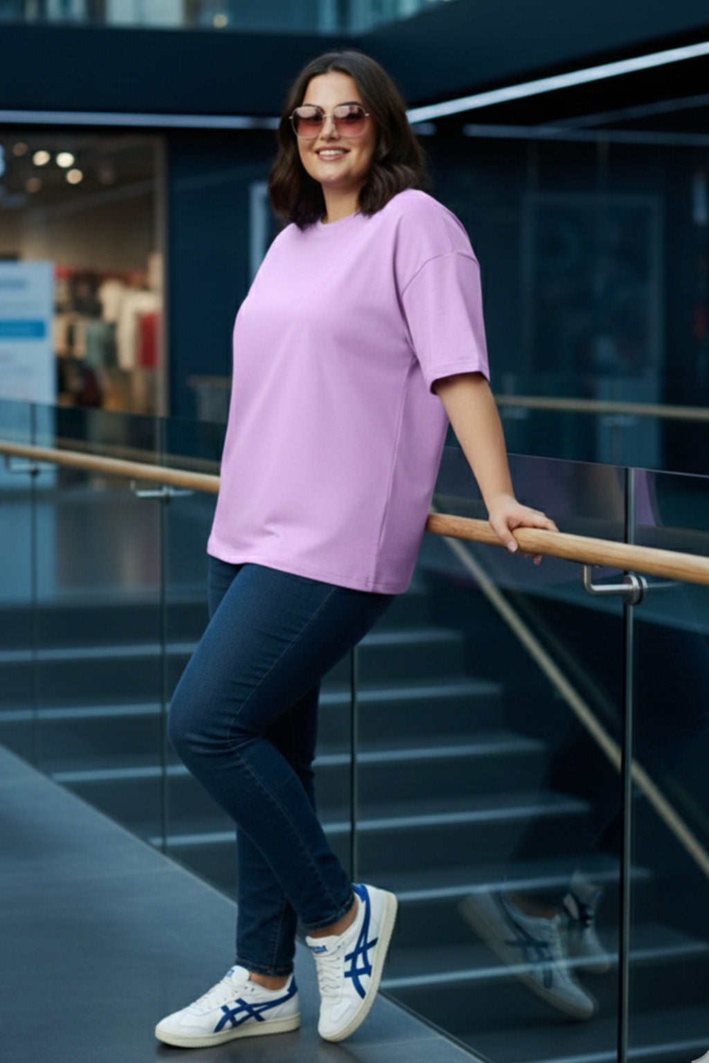 Lilac Plain Plus Size T-shirt