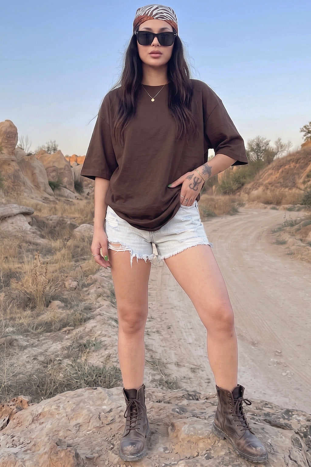 Coffee Brown Plain Oversized T-Shirt
