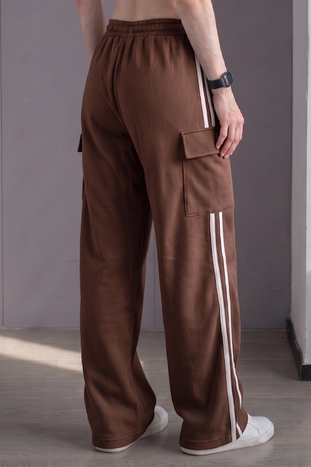 Brown Everyday Street line 4 Pocket Knitted Cargo Track Pant