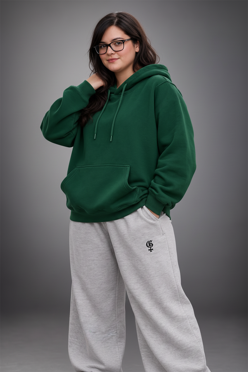 GREEN PLUS SIZE HOODIE