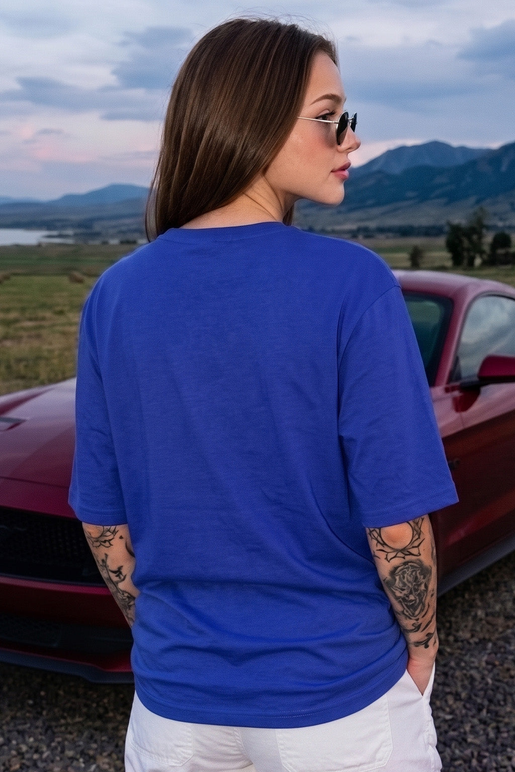 Feeling Pookie Royal Blue Oversized Graphic T-Shirt