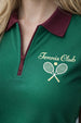 Tennis Club Green Regular Fit Premium Pique Lycra Zipper Polo T-Shirt