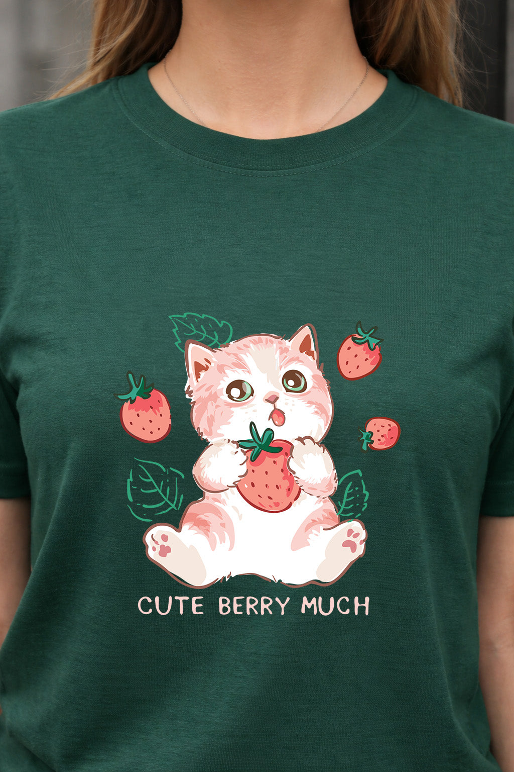 Cute Berry Much Green Printed Regular Fit T-Shirt