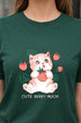 Cute Berry Much Green Printed Regular Fit T-Shirt