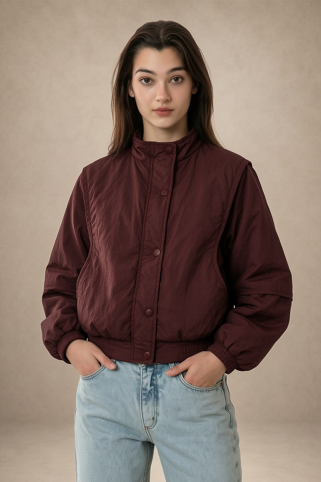 STAND COLLAR WINE JACKET