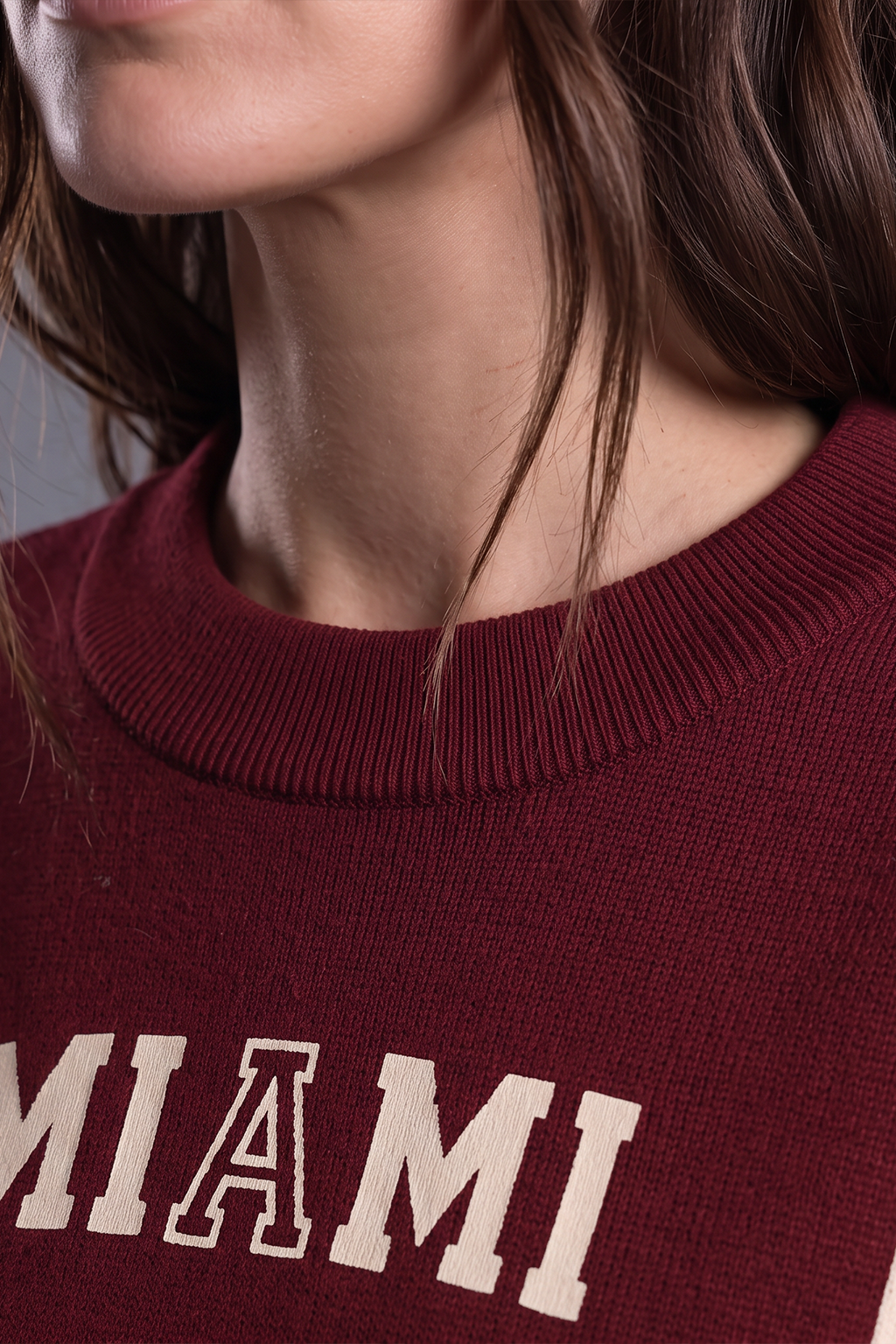 Miami Maroon Flatknit Striped Sweatshirt