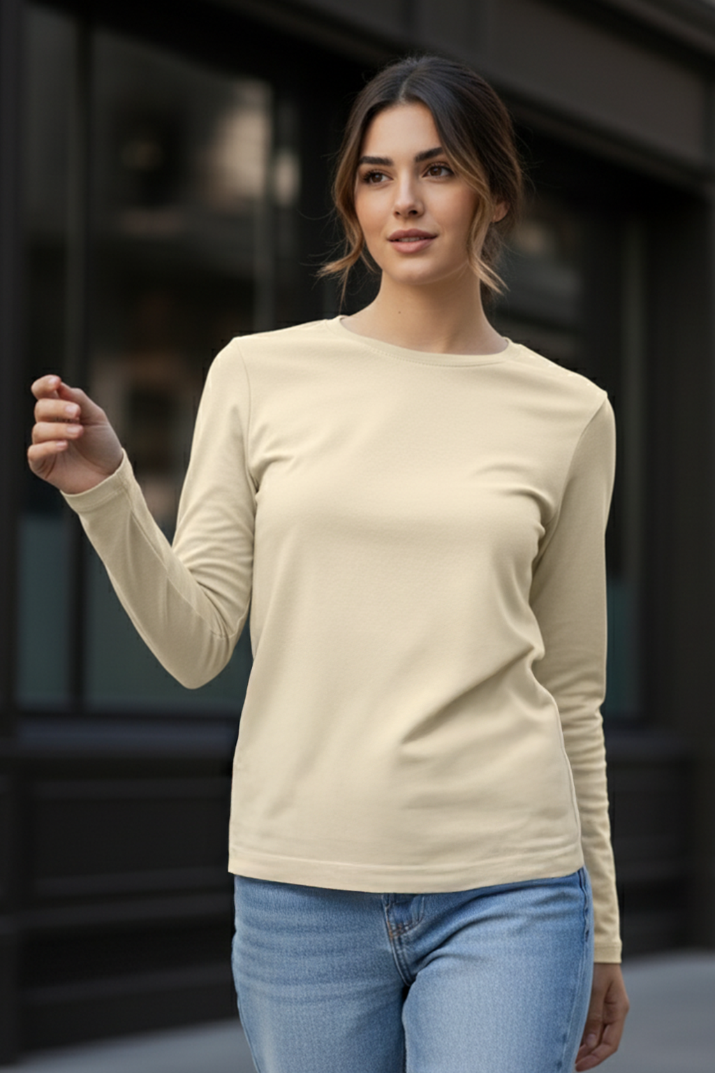 Swan White Plain Full Sleeve Regular Fit T-Shirt