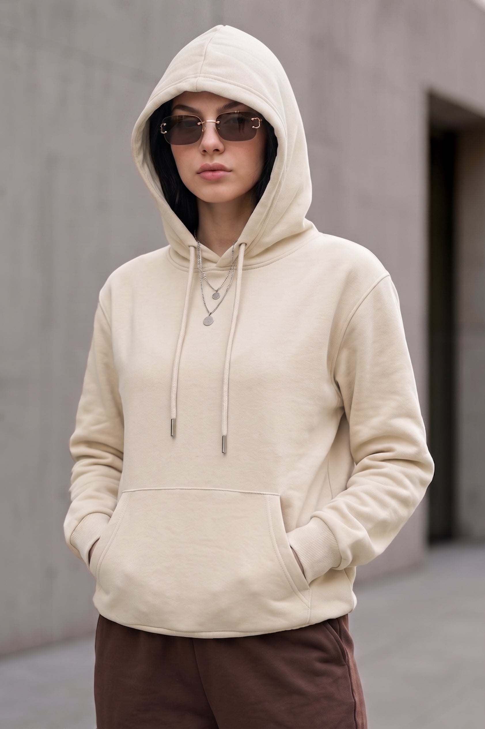 Marshmallow Plain Spun Regular Fit Hoodie