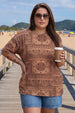 Paisley Beige Plus Size Oversized T-shirt